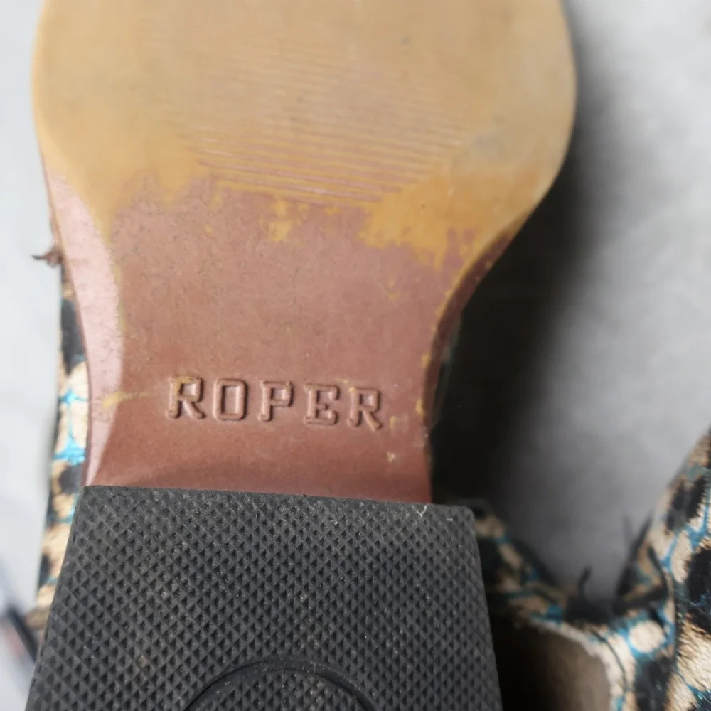 Roper Kids 12 Western Boots Brown Glitter Animal Print Cowgirl 09-018-1901-2562